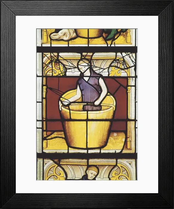 Framed Print : FRANCE. Semur-en-Auxois. Church of Notre-Dame. Dyer. Gothic. French school. 15th c. Glass windows. Drapers trade. Gothic art. Glass window