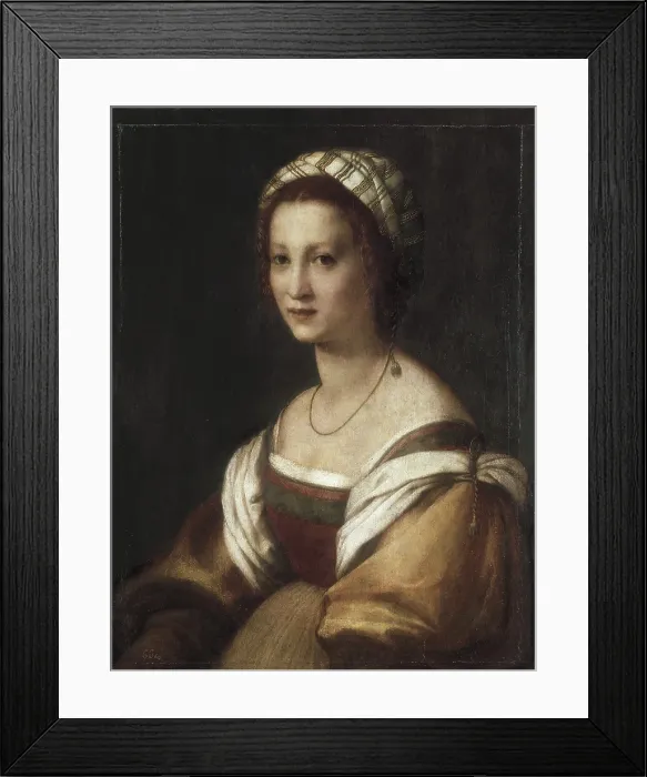 Framed Print : SARTO, Andrea del (1486-1531). Lucrecia di Baccio. ca. 1517. The artist's wife. Renaissance art. Cinquecento. Oil on canvas. SPAIN. Madrid. Prado Museum