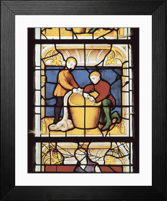 Framed Print : FRANCE. Semur-en-Auxois. Church of Notre-Dame. Washing wool (15th c.). Gothic art. Glass window. AISA / Everett Collection (523)**US SALES ONLY**