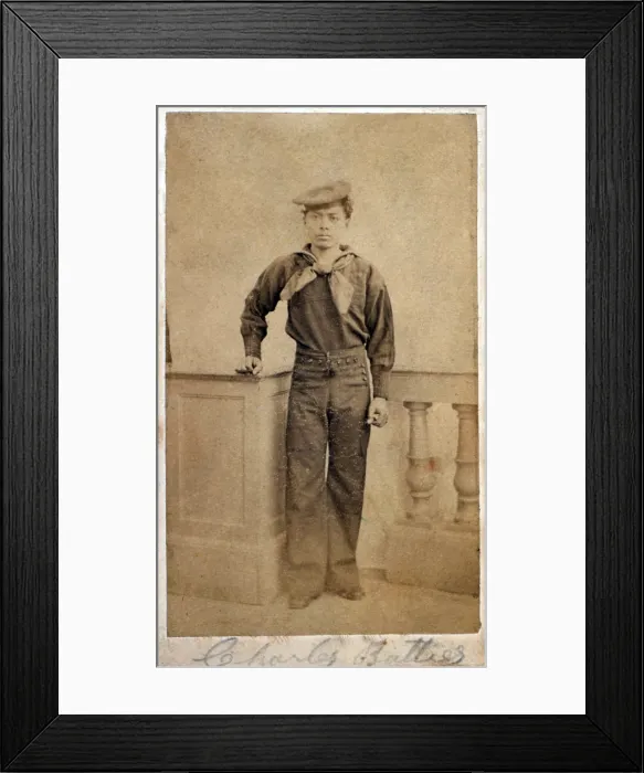 Framed Print : Civil War. A Negro sailor, Charles Batties, in uniform. carte de visite ca. 1860s Framed Print : Civil War. A Negro sailor, Charles Batties, in uniform. carte de visite ca. 1860s