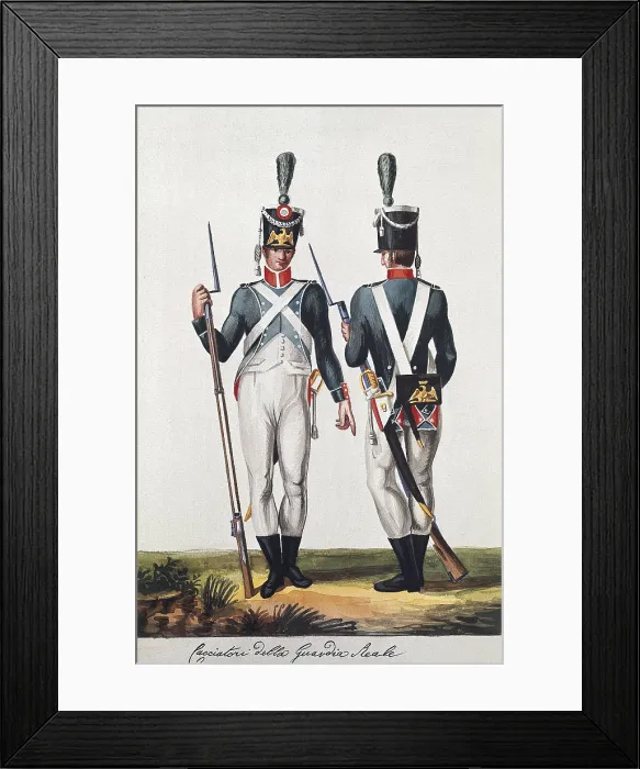 Framed Print : Army of the Kingdom of Italy. 'Gendarmerie scelta della Guardia Reale'1808. Napoleonic epoch. Engraving. AISA / Everett Collection (74)**US SALES ONLY**