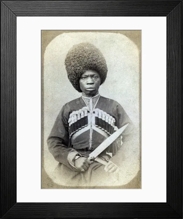 Framed Print : Black Cossack. Karabakhski 'Arab' Negro mountainier, portrait carte de visite ca. 1870-1886 Framed Print : Black Cossack. Karabakhski 'Arab' Negro mountainier, portrait carte de visite ca. 1870-1886