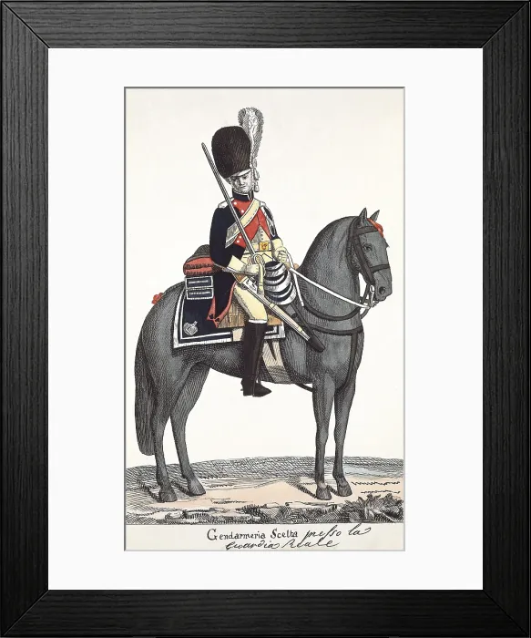 Framed Print : Army of the Kingdom of Italy. 'Gendarmerie scelta della Guardia Reale'1808. Napoleonic epoch. Engraving. AISA / Everett Collection (76)**US SALES ONLY**