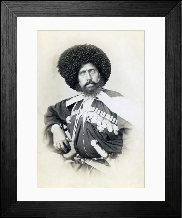 Framed Print : Transcaucasian Cossack. Portrait carte de visite ca. 1870-1886 Framed Print : Transcaucasian Cossack. Portrait carte de visite ca. 1870-1886