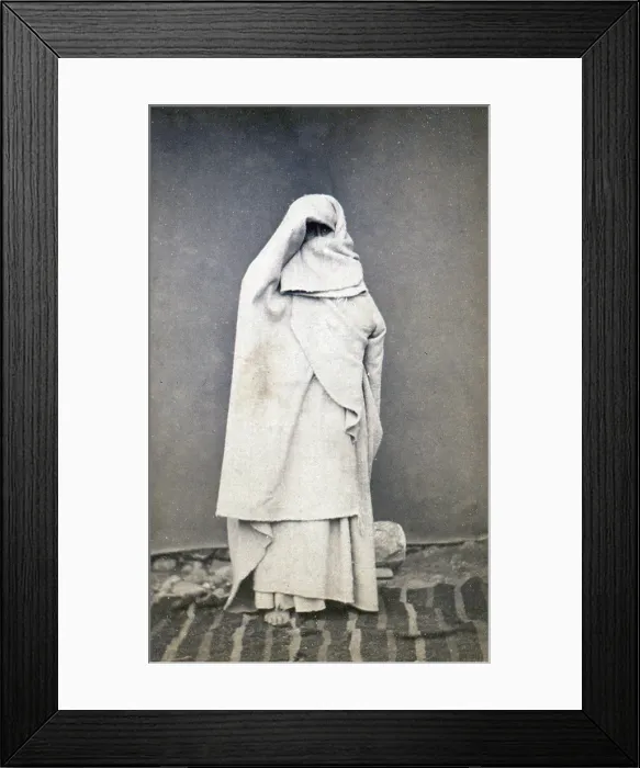 Framed Print : Woman wearing a chador, portrait carte de visite ca 1860-1880 Framed Print : Woman wearing a chador, portrait carte de visite ca 1860-1880