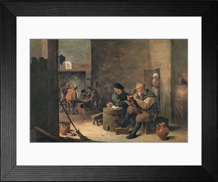 Framed Print : TENIERS II, David, 'the Younger' (1610-1690). Smokers. 1650. Baroque art. ; Flemish art. Oil on canvas. SPAIN. Madrid. Prado Museum