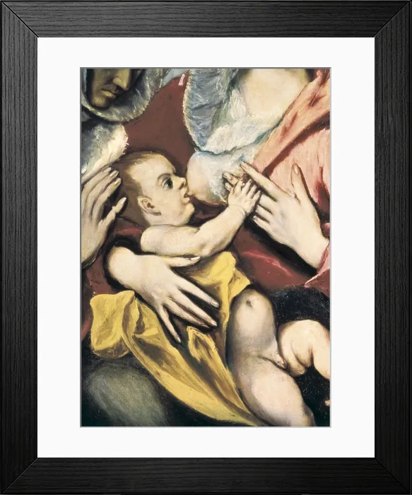 Framed Print : GrecoDomnikos Theotokpouloscalled El (1541-1614). Holy Family with Saint Anne. ca. 1597. SPAIN. Toledo. Hospital de Tavera. Detail. The Child Jesus. Mannerism art. Oil on canvas