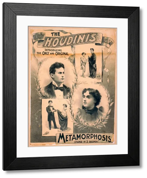 Framed Print : Poster featuring Harry Houdini and wife Bessie, c. 1895