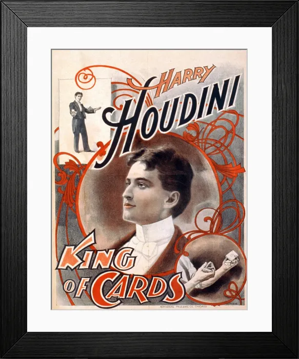 Framed Print : Harry Houdini, King of Cards poster, c.1895