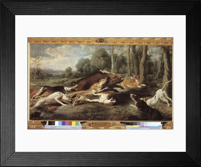Framed Print : Snyders, Frans (1579-1657). Hounded wild Boar. ca. 1636. Flemish art. Oil on canvas. SPAIN. Madrid. Prado Museum. AISA / Everett Collection**US SALES ONLY**