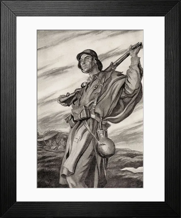 Framed Print : Spanish Civil War (1936-1939). Nationalist soldier in front. Illustration by Carlos Senz de Tejada. Drawing. AISA / Everett Collection**US SALES ONLY** Framed Print : Spanish Civil War (1936-1939). Nationalist soldier in front. Illustration by Carlos Senz de Tejada. Drawing. AISA / Everett Collection**US SALES ONLY**