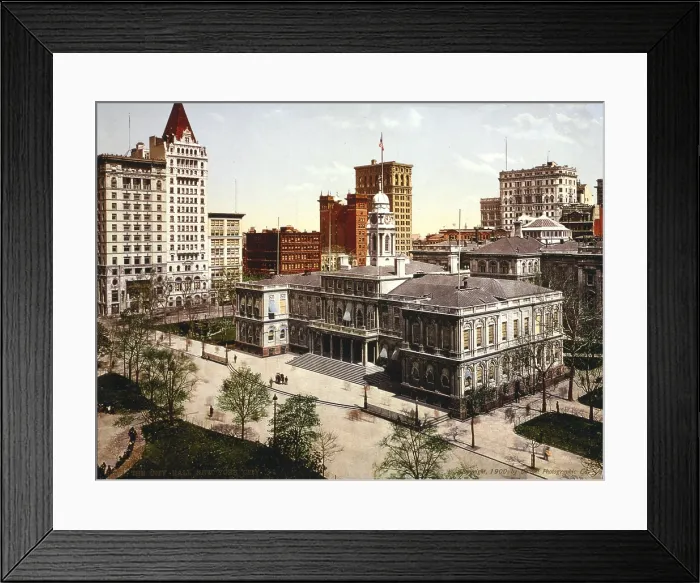 Framed Print : City Hall, New York City, photochrom, circa 1900 Framed Print : City Hall, New York City, photochrom, circa 1900
