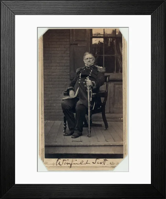 Framed Print : The Civil War. General Winfield Scott, carte de visite signed by Scott, ca. 1860 - 1861. Mathhew Brady Studio Framed Print : The Civil War. General Winfield Scott, carte de visite signed by Scott, ca. 1860 - 1861. Mathhew Brady Studio