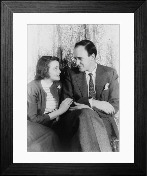 Framed Print : Roald Dahl (1916-1990), British author with his wife, Actress Patricia Neal (b. 1926) in 1954 portrait by Carl Van Vechten