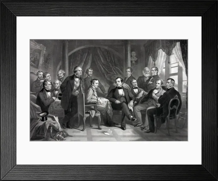 Framed Print : Washington Irving (1783-1859) and his literary friends at Sunnyside. 1864 Framed Print : Washington Irving (1783-1859) and his literary friends at Sunnyside. 1864