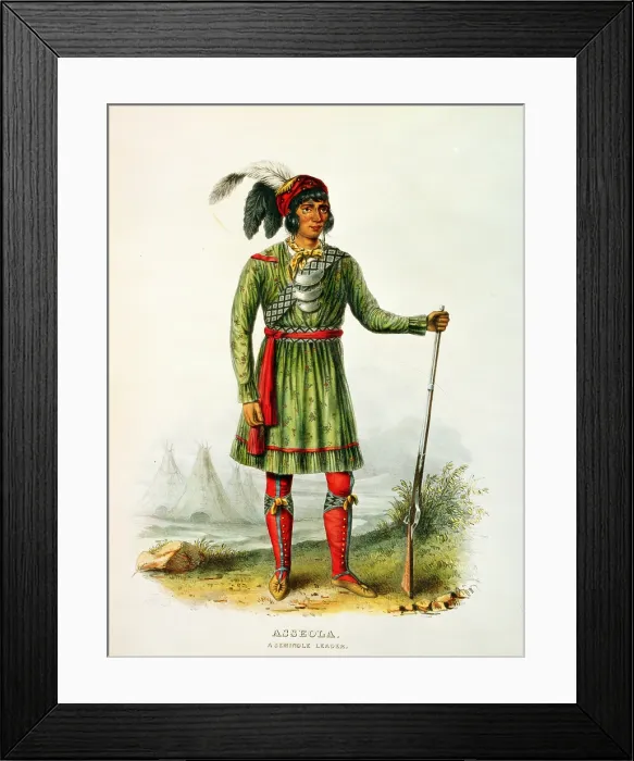 Framed Print : Asseola, Seminole leader of Florida. lithograph by George Catlin ca. 1838 Framed Print : Asseola, Seminole leader of Florida. lithograph by George Catlin ca. 1838