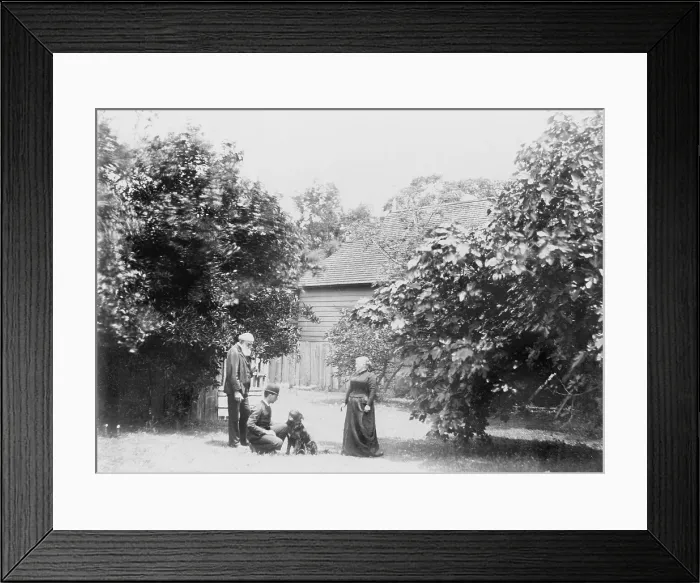 Framed Print : Leo Tolstoy (1828-1910) Russian novelist, with his wife (Sof'ia Andreevna 1844-1919) son, and dog, ca. 1880