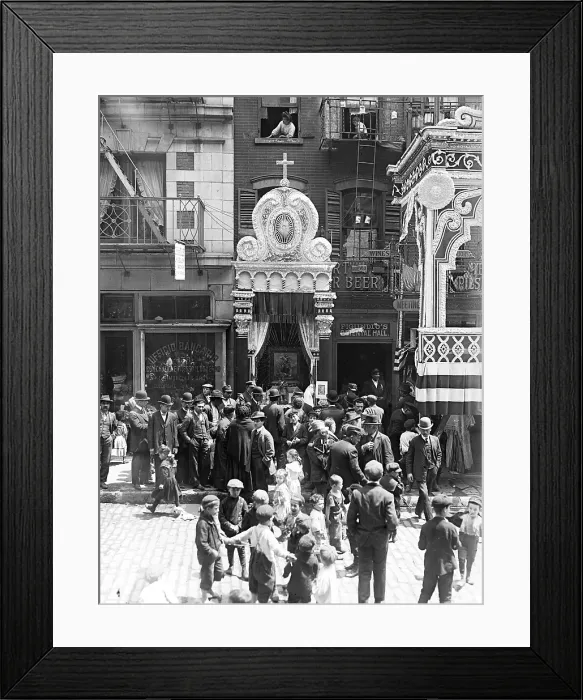 Framed Print : Little Italy, Street altar to Our Lady of Help, Mott St. New York, 1908 Framed Print : Little Italy, Street altar to Our Lady of Help, Mott St. New York, 1908