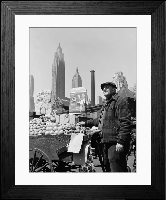 Framed Print : New York City, push cart fruit vendor at the Fulton fish market, photograph by Gordon Parks, May, 1943 Framed Print : New York City, push cart fruit vendor at the Fulton fish market, photograph by Gordon Parks, May, 1943