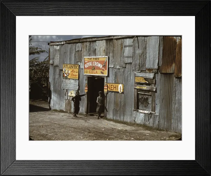 Framed Print : African American juke joint, original title: Negro migratory workers by a juke joint, by Marion Post Wolcott, Belle Glade, Florida, 1941