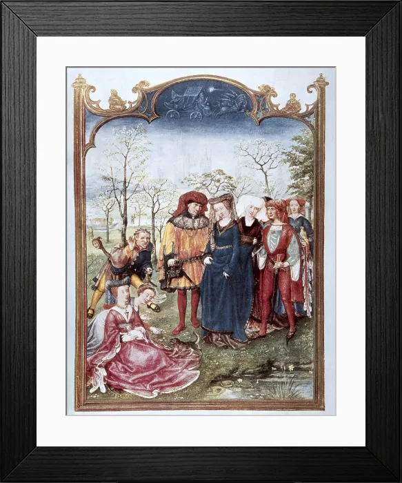 Framed Print : Grimani Breviary. 16th c. Scene of a wedding in April, 16th century. Renaissance art. Miniature Painting. ITALY. Venice. Biblioteca nazionale marciana (St. Mark's Library)