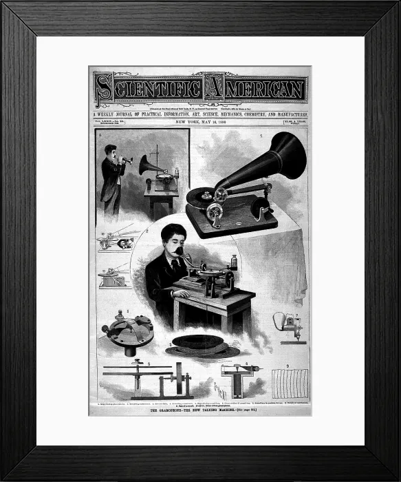 Framed Print : Scientific American magazine, depicting recording devices, New York, May 16, 1896