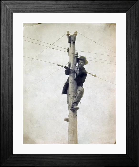 Framed Print : The Civil War. Worker repairing telegraph line. Andrew Russell, photographer, ca. 1862-1863