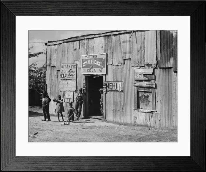 Framed Print : African American juke joint, original title: Negro migratory workers by a juke joint, by Marion Post Wolcott, Belle Glade, Florida, 1941