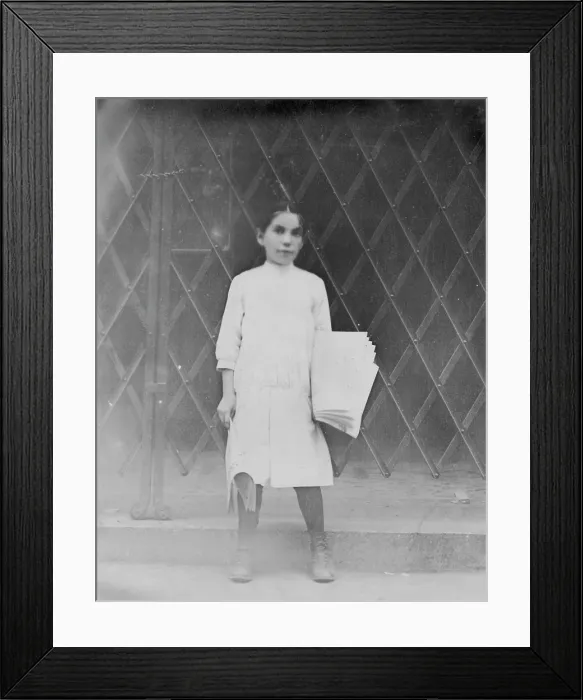 Framed Print : Child labor, newsgirl on the Bowery, New York City, photograph by Lewis Wickes Hine, July, 1910 Framed Print : Child labor, newsgirl on the Bowery, New York City, photograph by Lewis Wickes Hine, July, 1910