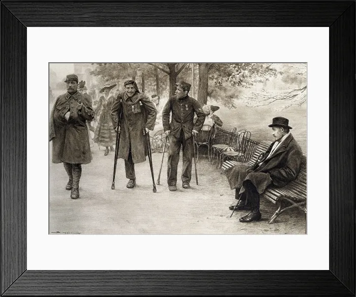 Framed Print : World War I (1914-1918). The envy before the hurt combatants. Illustration by J. Simont. AISA / Everett Collection (61465)**US SALES ONLY**