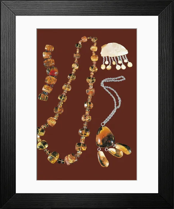 Framed Print : LITHUANIA. Amber necklaces and other objects. Jewelry. AISA / Everett Collection**US SALES ONLY**