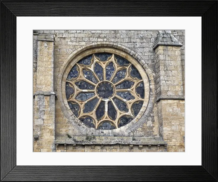Framed Print : Collegiate Church of Nuestra Seora del Manzano. 13th c. SPAIN. Castrojeriz. Rose window. Gothic art. Architecture. AISA / Everett Collection (53080)**US SALES ONLY**