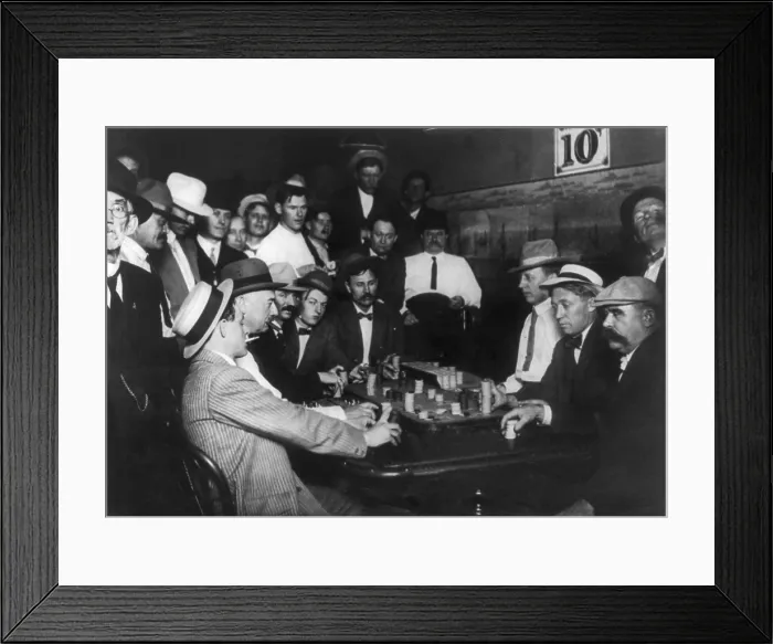 Framed Print : Nevada, open gambling in Reno, game of faro with many spectators, photograph by L. Levitch, October 8, 1910