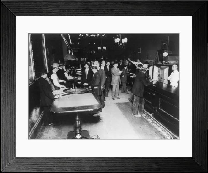 Framed Print : Nevada, open gambling in Reno, roulette wheel at left, bar at right, photograph by L. Levitch, October 8, 1910 Framed Print : Nevada, open gambling in Reno, roulette wheel at left, bar at right, photograph by L. Levitch, October 8, 1910
