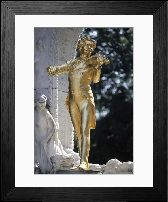 Framed Print : Strauss, Johann, The Younger (1825-1899). Monument of Johan Strauss at the Stadt Park in Vienna. Sculpture. AUSTRIA. VIENNA. Vienna. City Park Framed Print : Strauss, Johann, The Younger (1825-1899). Monument of Johan Strauss at the Stadt Park in Vienna. Sculpture. AUSTRIA. VIENNA. Vienna. City Park
