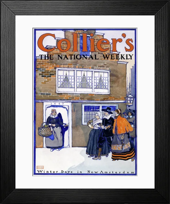 Framed Print : New York City. Winter days in New Amsterdam. Published as cover of: Collier's weekly, Dec. 9, 1905. Watercolor and gouache, Edward Penfield, artist, 1905