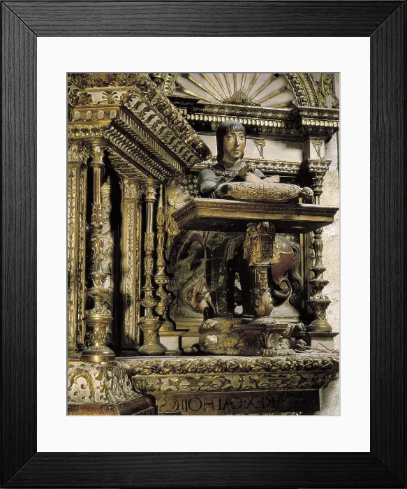 Framed Print : SILO, Diego de (1495-1563). Ferdinand II the Catholic in Prayer. 1520-1522. SPAIN. Granada. Royal Chapel. Polychrome wood. Renaissance art. Sculpture on wood