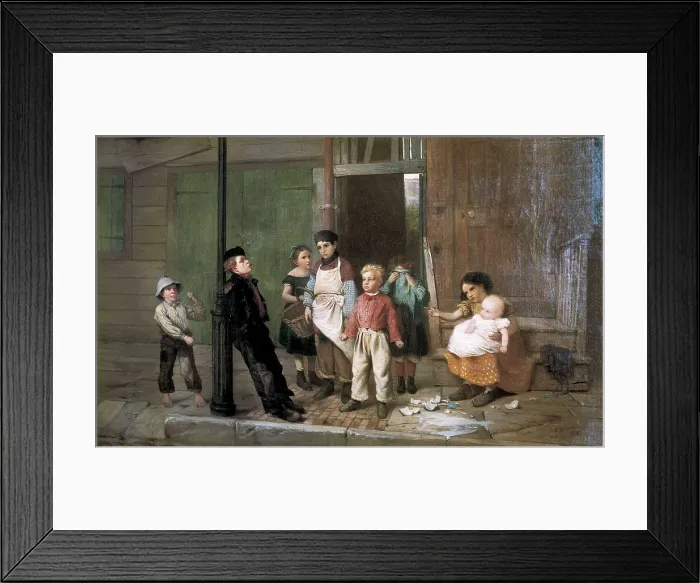 Framed Print : BROWN, John George (1831-1913). The Bully of the Neighbourhood. 1866. Oil on canvas. SPAIN. Madrid. Thyssen-Bornemisza Museum of Art. AISA / Everett Collection**US SALES ONLY**
