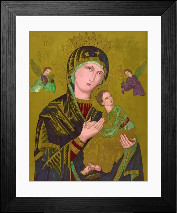 Framed Print : Woodcut of the Virgin Mary, titled: S. Maria de Perpetuo Succursu, circa 1850