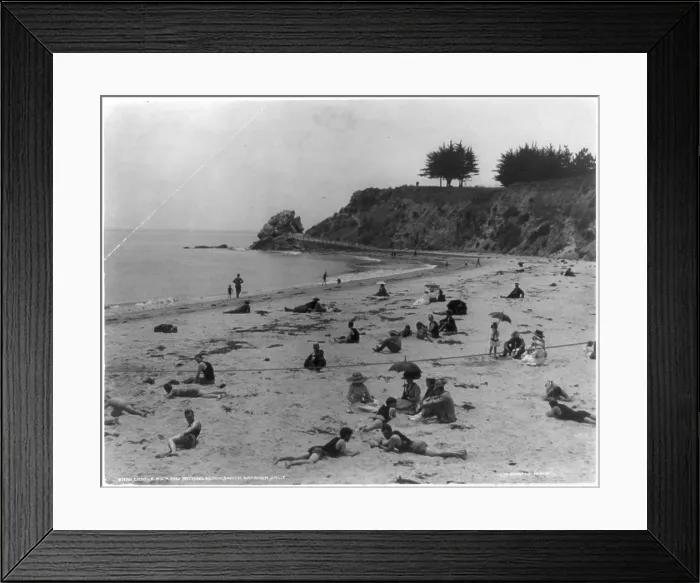 Framed Print : Castle Rock and Bathing Beach, Santa Barbara, California, ca. 1900