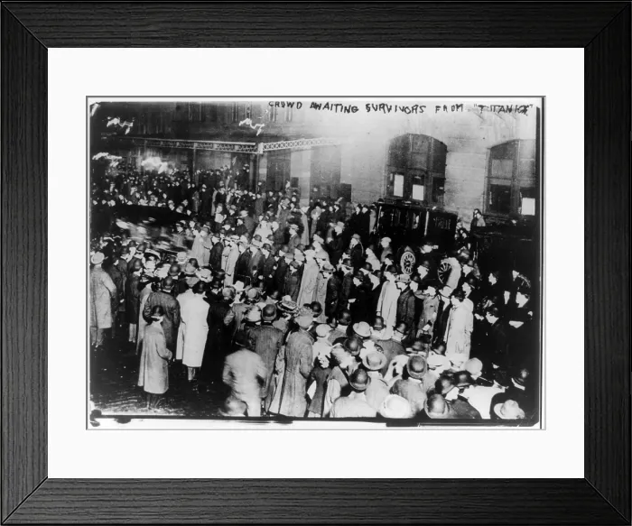 Framed Print : TITANIC, Crowd awaiting survivors from the Titanic, April 18, 1912 Framed Print : TITANIC, Crowd awaiting survivors from the Titanic, April 18, 1912