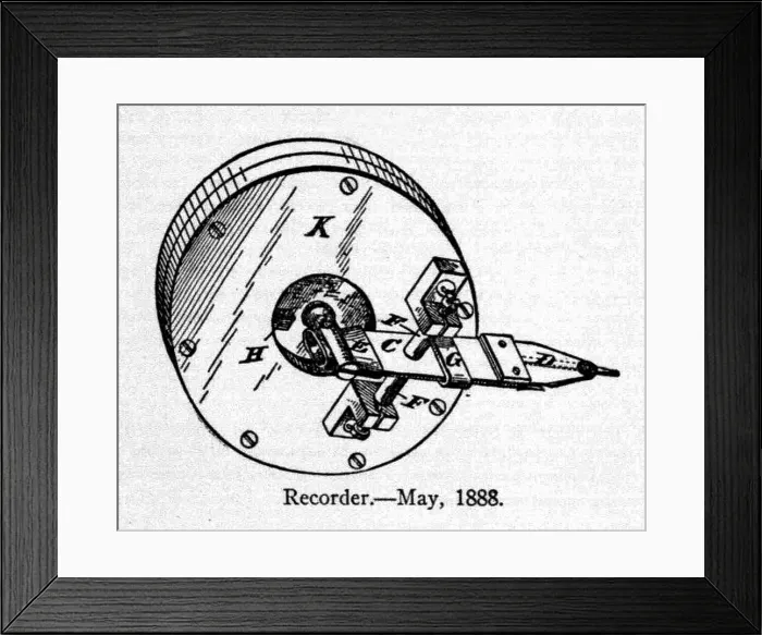 Framed Print : A recorder, recording section of a gramophone, 1888 Framed Print : A recorder, recording section of a gramophone, 1888