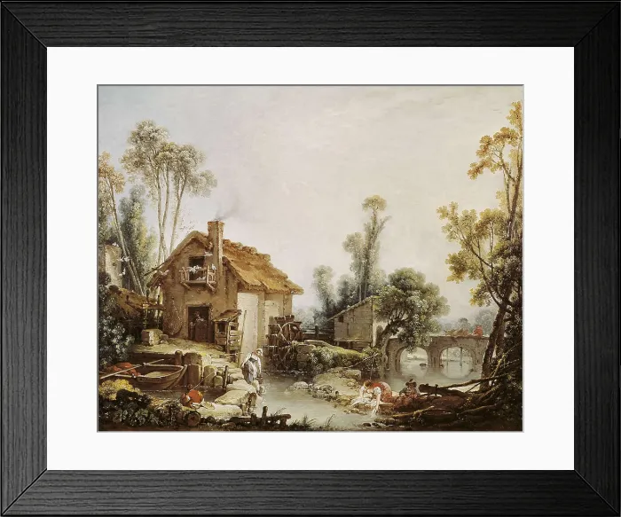 Framed Print : BOUCHER, Franois (1703-1770). Landscape with a Watermill. 1755. Representation of a watermill of Quinquengrogne, a site near Charenton (Francia). Flemish art. Oil on canvas Framed Print : BOUCHER, Franois (1703-1770). Landscape with a Watermill. 1755. Representation of a watermill of Quinquengrogne, a site near Charenton (Francia). Flemish art. Oil on canvas