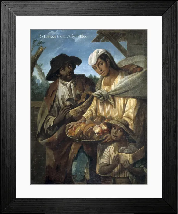 Framed Print : CABRERA, Miguel (1695-1768). De Lobo y de India, Albarasado'. 1763. Painting num. 11. Casta paintings. Mexican school. Colonial baroque. Oil on canvas. SPAIN. Madrid