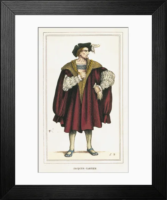 Framed Print : CARTIER, Jacques (1491-1557). French navigator, explorer of the Canada. Engraving. FRANCE. Paris. Muse National de la Marine (Paris Navy museum)
