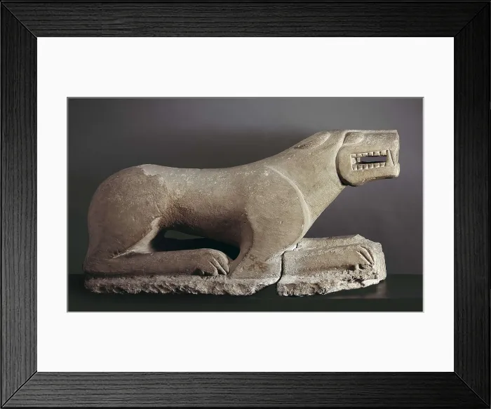 Framed Print : The Lion of Baena or The Lioness of Baena. 6th c. - 5th c. BC. Iberian art. Sculpture on rock. SPAIN. Cordoba. Archaeological Museum of Cordoba. Proc: SPAIN. Baena