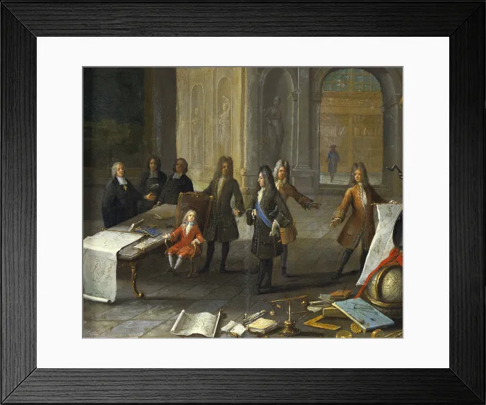 Framed Print : A Lesson being given to the Young Louis XV. 18th c. French anonymous. Oil on canvas. FRANCE. Paris. Musee Carnavalet (Carnavalet Museum)