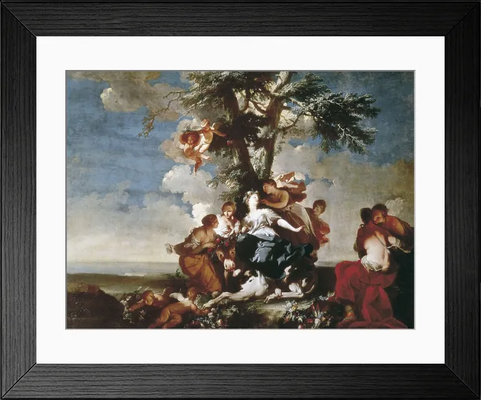 Framed Print : FERRETTI, Giovanni Domenico (1692-1766?). The Rape of Europa. ca. 1720 - ca. 1740. Baroque art. Oil on canvas. ITALY. Florence. Galleria degli Uffizi (Uffizi Gallery)