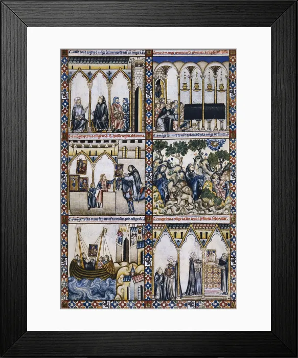Framed Print : Alfonso X, called 'The Wise' (1221-1284). Cantigas de Santa Maria (Virgin Mary Songs). 13th c. MS T.I. 1. Codex Rico. Cantiga 9. Fol. 17r Framed Print : Alfonso X, called 'The Wise' (1221-1284). Cantigas de Santa Maria (Virgin Mary Songs). 13th c. MS T.I. 1. Codex Rico. Cantiga 9. Fol. 17r