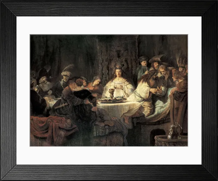 Framed Print : REMBRANDT, Harmenszoon van Rijn, called (1606-1669). Samson Proposing the Riddle at the Wedding Feast. 1638. Baroque art. Oil on canvas. GERMANY. Dresden